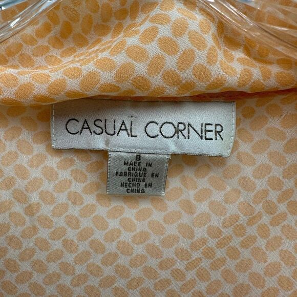 Vintage 100% Silk Sheer Peach Printed Tie Neck Long Sleeve Blouse Size M - Picture 7 of 10